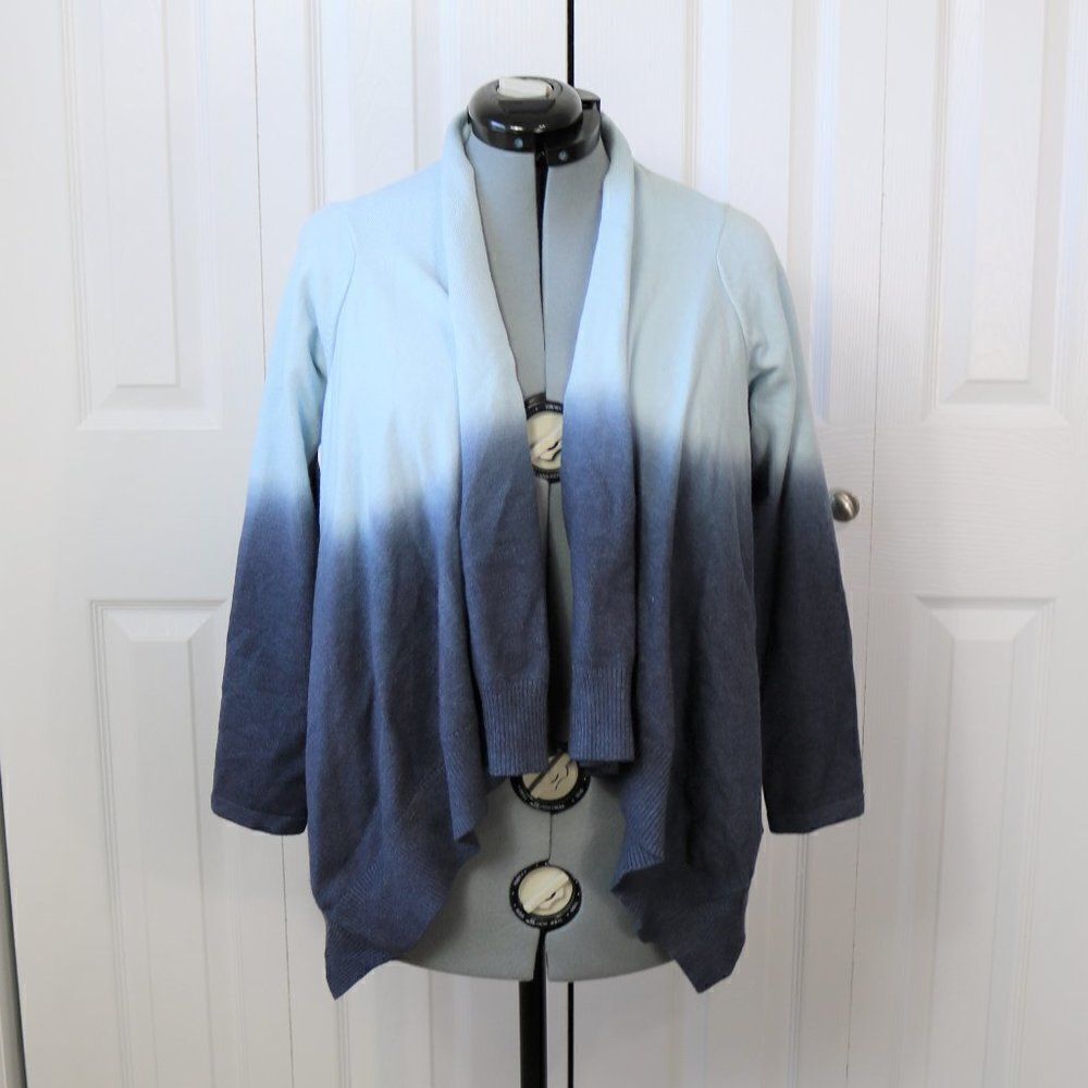 Noir Cardigan Ombre Open Front Waterfall High Low